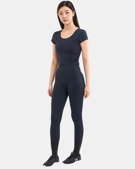 Women's UA Meridian Fitted Short Sleeve in Black image number 2